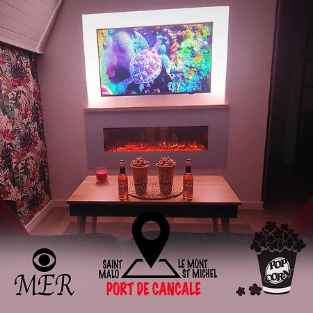 L'Etoile By Mrodbnb - Appart Neuf - Vue Mer - 25M Plage & Resto - Cine - Cheminee - Popcorn Cancale Luaran gambar