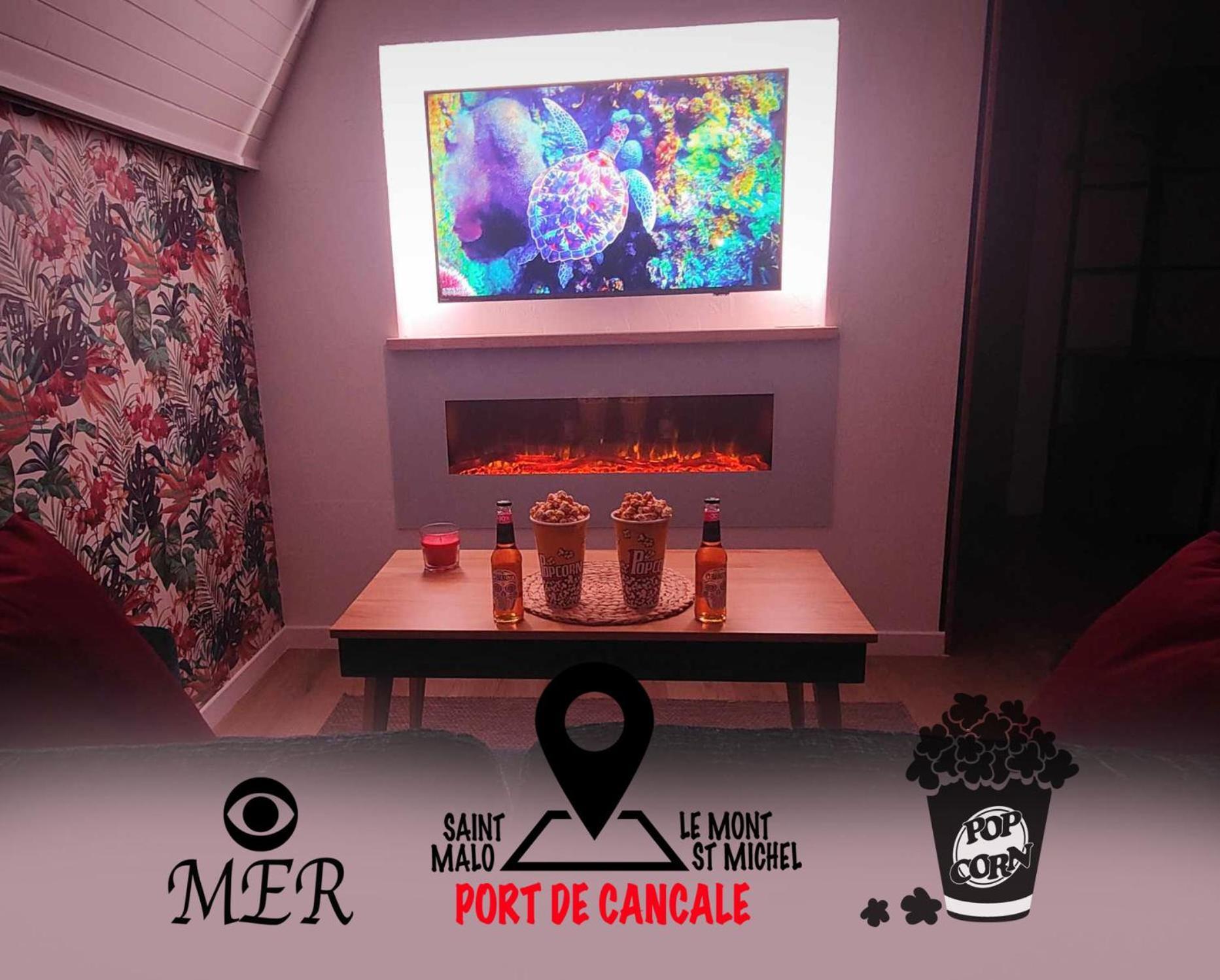 L'Etoile By Mrodbnb - Appart Neuf - Vue Mer - 25M Plage & Resto - Cine - Cheminee - Popcorn Cancale Luaran gambar